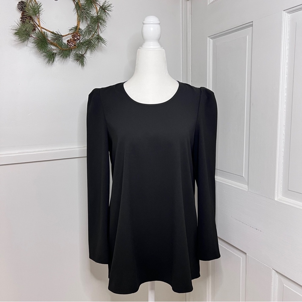 Pomander Place Bedford Black Pleat Shoulder Blouse Top